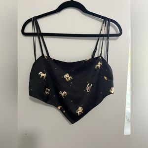 Black crop top with angel designs from Forever 21